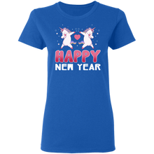 Load image into Gallery viewer, Happy New Year 2019 Unicorn Dabbing TShirt G500L Ladies' 5.3 oz. T-Shirt

